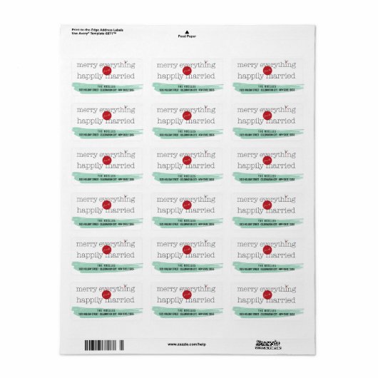 Merk alles van het gelukkig getrouwde adres samen etiket (Full Sheet)