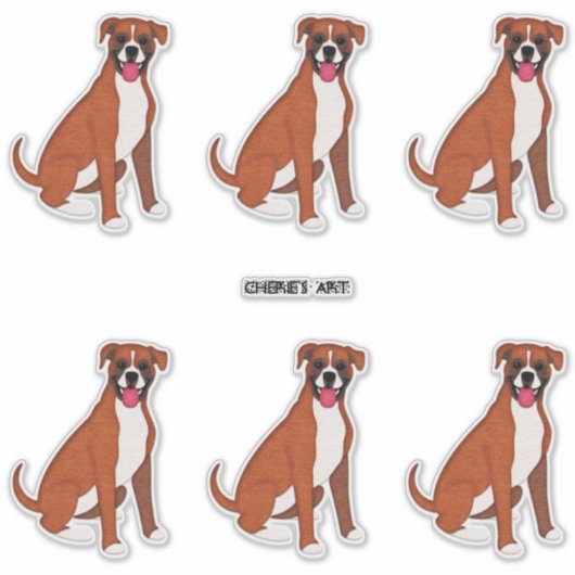 Merk Boxer Dogs Six op een vel Sticker (Voorkant)