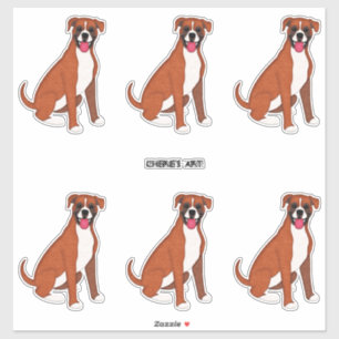 Merk Boxer Dogs Six op een vel Sticker