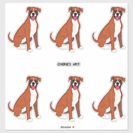 Merk Boxer Dogs Six op een vel Sticker (Vel)