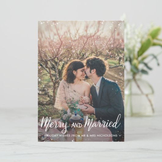 Merk en gehuwd| Eerste Kerstmis| Foto Feestdagenkaart (Staand voorkant)