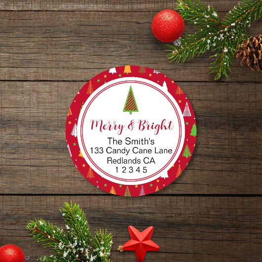 Merk en helder kerstboomlabel ronde sticker