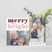 Merk en helder| Moderne foto van Merlot en Blush Feestdagenkaart (Staand voorkant)