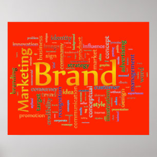 Merk en marketing Verwante Tekst Oranje Poster