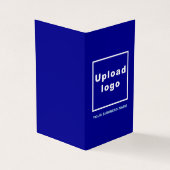 Merk en Product op Blauw Gevouwen Visitekaartje (Buitenkant)