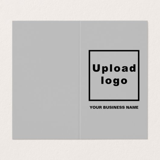 Merk en product op grijs gevouwen Visitekaartje (Buitenkant ongevouwen)