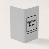 Merk en product op grijs gevouwen Visitekaartje (Buitenkant)