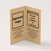 Merk en product op lichtbruin gevouwen visitekaartje (Binnen)