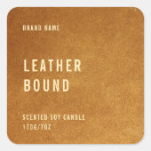 Merk & Geur Bruine Suède Leren Kaarslabel Vierkante Sticker (Voorkant)