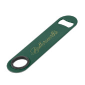 Merk Groen & Goud Monogram Initiaal Speed Flessenopener (Voorkant Gekanteld)