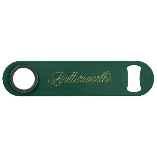 Merk Groen & Goud Monogram Initiaal Speed Flessenopener (Voorkant (Horizontaal))