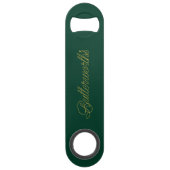 Merk Groen & Goud Monogram Initiaal Speed Flessenopener (Achterkant)