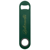 Merk Groen & Goud Monogram Initiaal Speed Flessenopener (Voorkant)