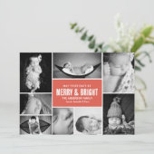 Merk & helder multi-fotokaart feestdagenkaart (Staand voorkant)