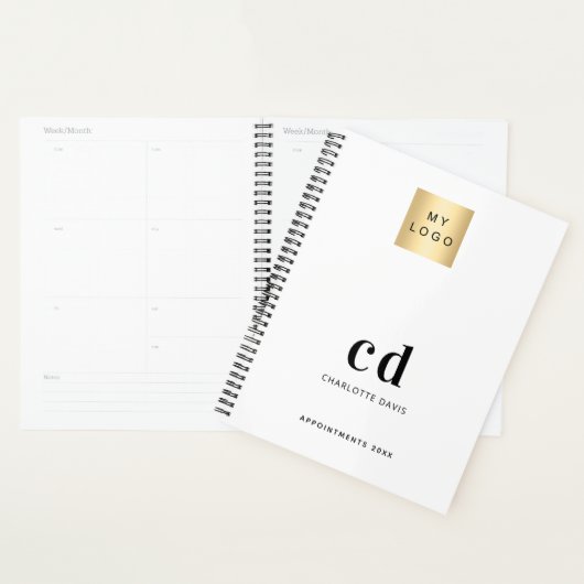 Merk kleur monogram initialen business logo 2026 planner (Display)