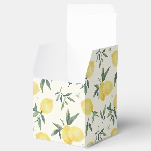 Merk limonade (Ivory) Lemon Pattern - Favor Box Bedankdoosjes (Geopend)