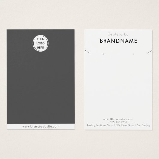 Merk Logo oorbel + ketting Sieraden Display Kaart (Voorkant /achterkant)