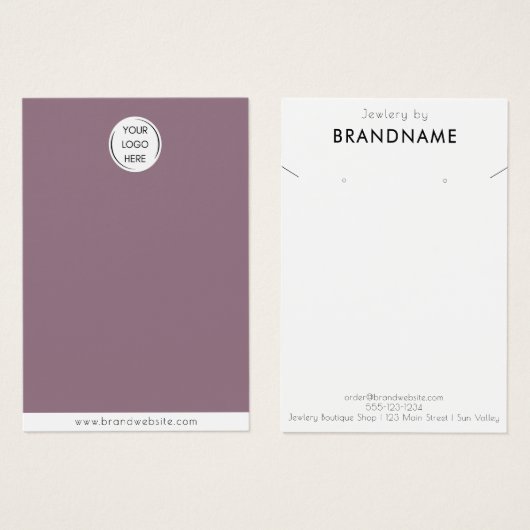 Merk Logo oorbel + ketting Sieraden Display Kaart (Voorkant /achterkant)