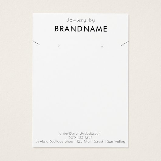 Merk Logo oorbel + ketting Sieraden Display Kaart (Achterkant)