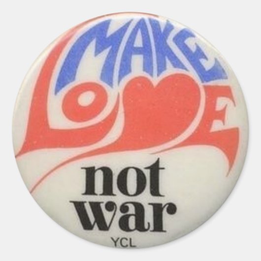 Merk Love Not War Peace Symbol Ronde Sticker (Voorkant)