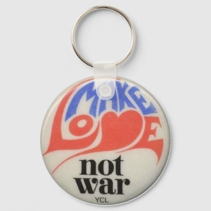 Merk Love Not War Retro Peace Symbol Sleutelhanger