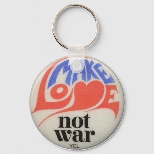 Merk Love Not War Retro Peace Symbol Sleutelhanger (Voorkant)