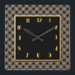 Merk New Art Deco gepatenteerd Vierkante Klok<br><div class="desc">Ik heb een nieuwe Art Deco Wall klok gemaakt met een kunstdecopatroon,  in zwart,  grijs en goud. Een zeer modern kunstdeco zoekt je huis. Deze klok ziet er bijzonder goed uit op een gewone muur.</div>