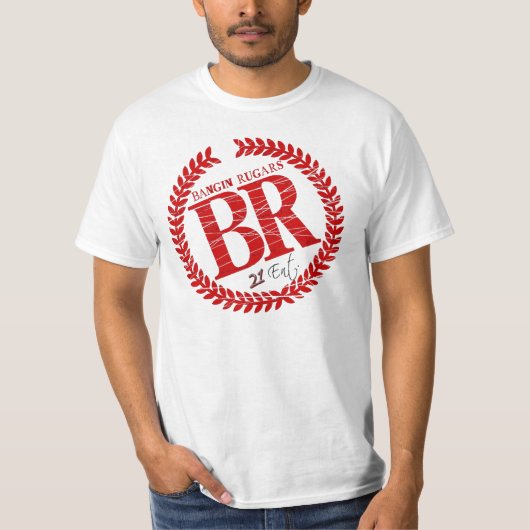 Merk Nieuw "BR"-Logo (wit/rood) T-shirt (Voorkant)