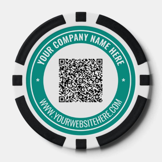 Merk QR-code pokerfiches met eigen tekst Voorbeeld Poker Chips (Voorkant)
