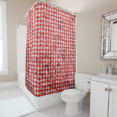 Merk rode en witte gingham douchegordijn (In situ)