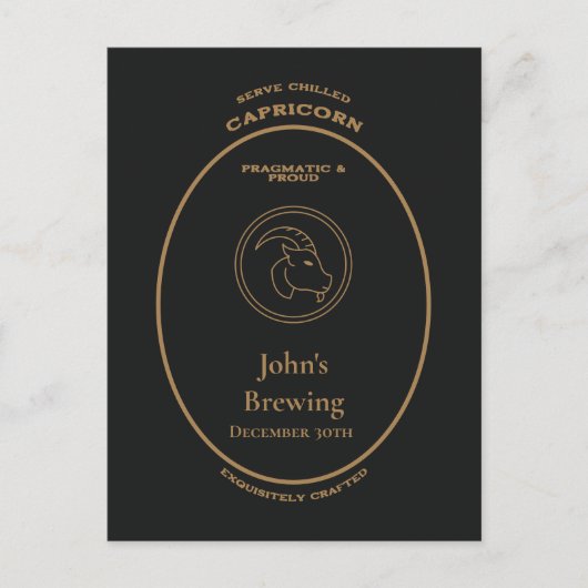 Merk, sterrenbeelden, Steenbok aanpasbaar  Briefkaart (Voorkant)