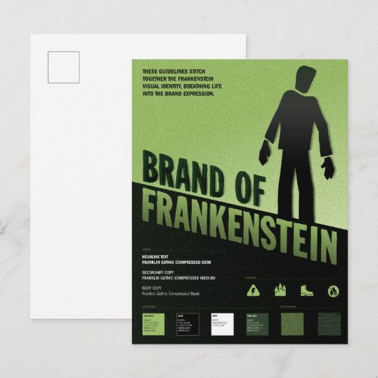 Merk van Frankenstein -  horror poster Briefkaart (Voorkant / Achterkant)
