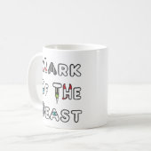 Merk van het beest koffiemok (Voorkant links)