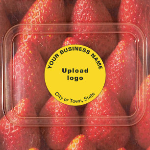 Merk voor bedrijven op gele cirkelvormig kleefetik labels