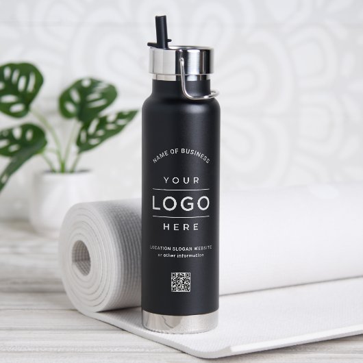 Merk Zwarte Logo QR Wellness Waterfles (Yoga)
