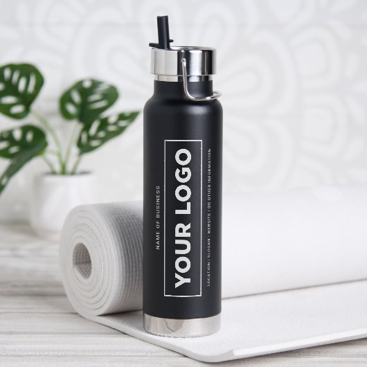 Merk Zwarte Verticale Logo Hydratatie Waterfles (Yoga)