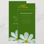 Merkaart voor het menu van het diner, witte maisie (Voorkant / Achterkant)