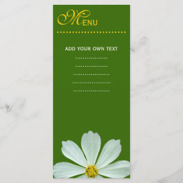 Merkaart voor het menu van het diner, witte maisie