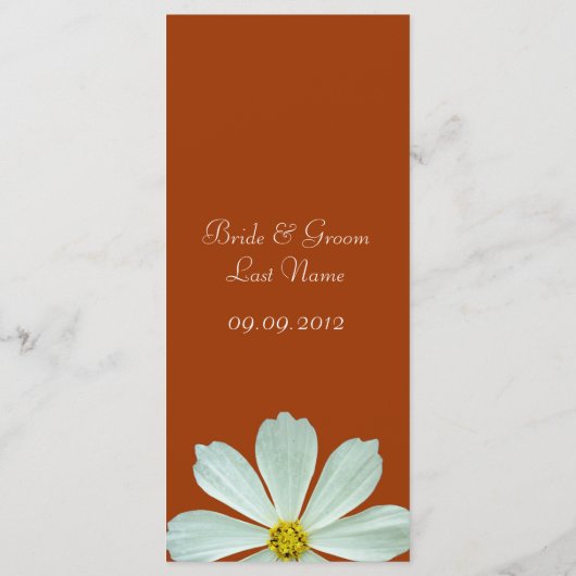 Merkaart voor het menu van het diner, witte maisie (Achterkant)