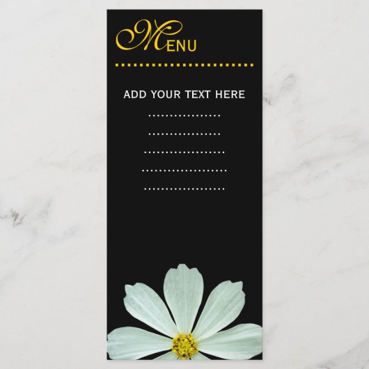 Merkaart voor het menu van het diner, witte maisie (Voorkant)