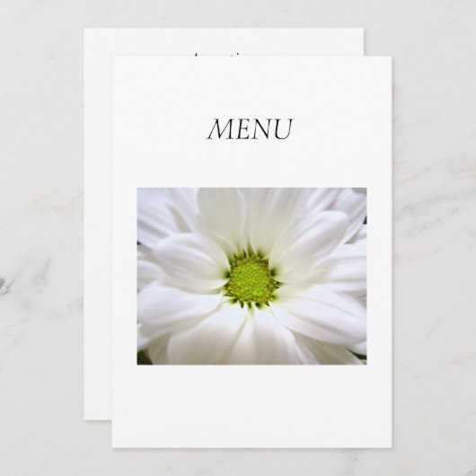 Merkaart voor het menu van het diner, zuivere witt (Voorkant / Achterkant)