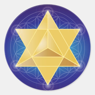 Merkaba met bloem van het leven ronde sticker