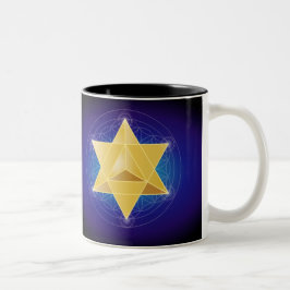 Merkaba met bloem van het leven tweekleurige koffiemok