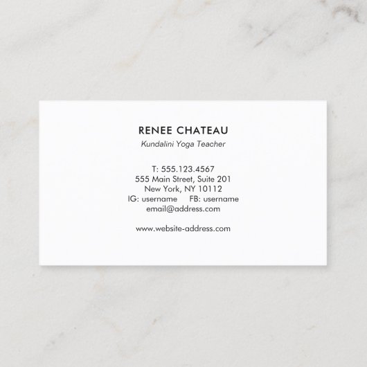 Merkaba Sacred Geometry-symbool Visitekaartje (Achterkant)