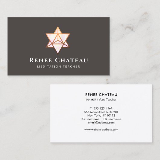 Merkaba Sacred Geometry-symbool Visitekaartje (Voorkant / Achterkant)