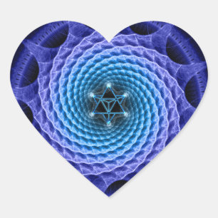 Merkaba Spiral Mandala Blue ( Fractal Geometry ) Hart Sticker