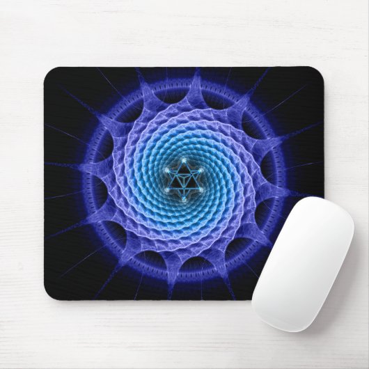 Merkaba Spiral Mandala Blue ( Fractal Geometry ) Muismat (Met muis)