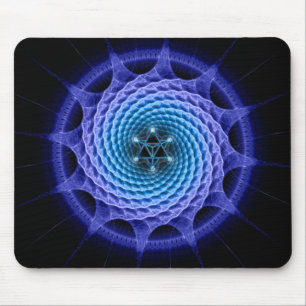 Merkaba Spiral Mandala Blue ( Fractal Geometry ) Muismat