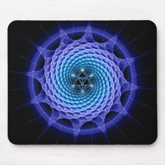 Merkaba Spiral Mandala Blue ( Fractal Geometry ) Muismat (Voorkant)