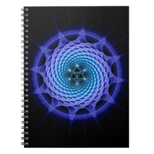 Merkaba Spiral Mandala Blue ( Fractal Geometry ) Notitieboek